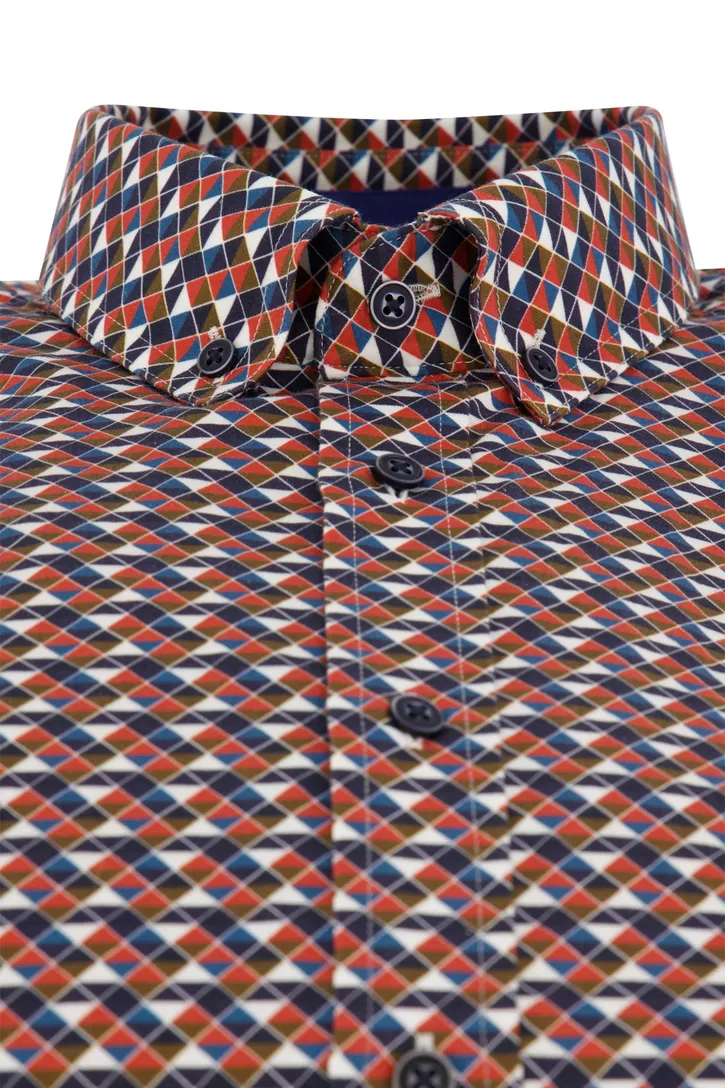 Giordano wijde fit casual overhemd rood geprint katoen