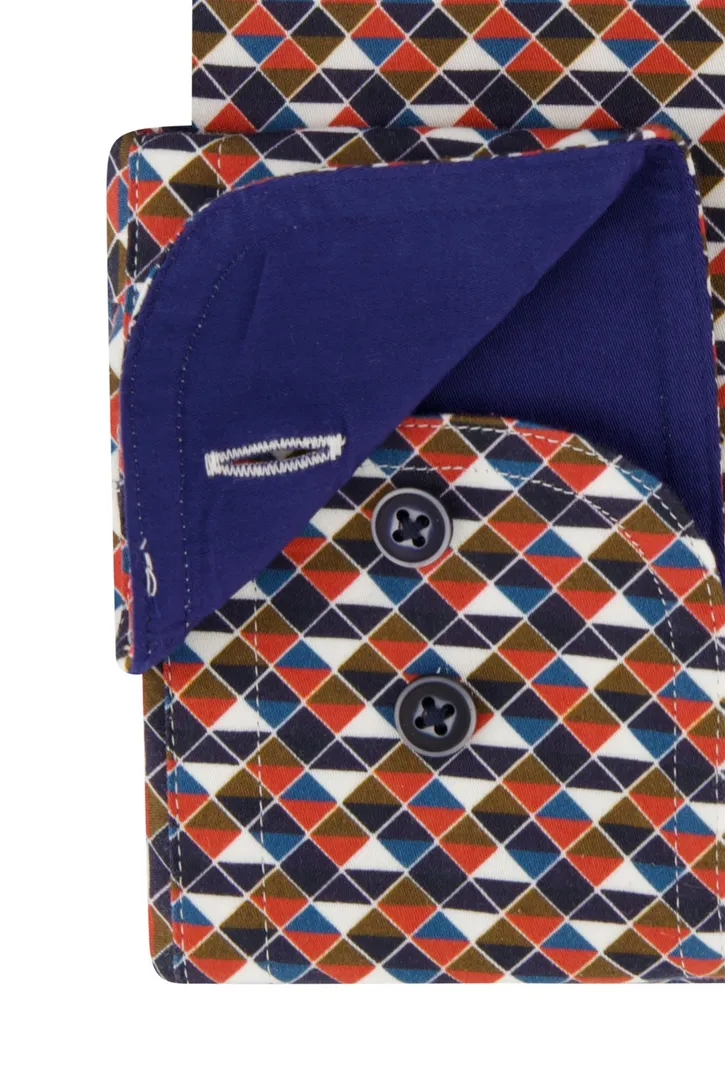 Giordano wijde fit casual overhemd rood geprint katoen