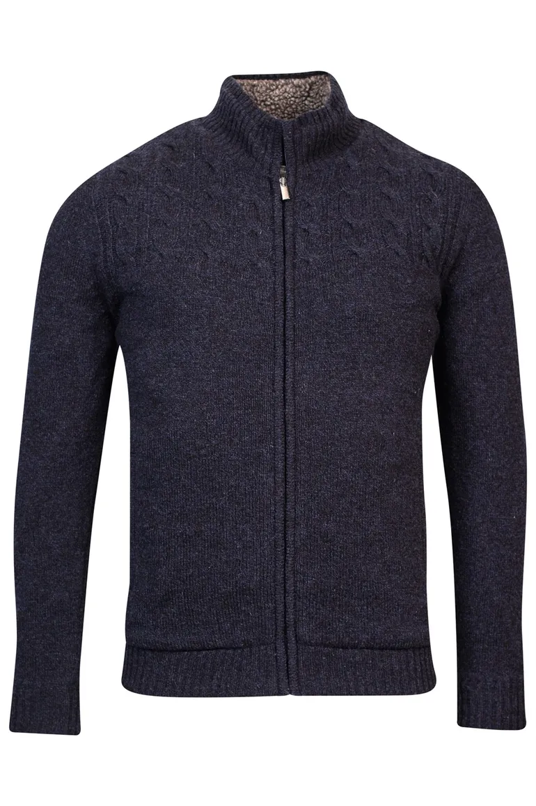 Baileys vest opstaande kraag donkerblauw zilveren rits gemêleerd wol