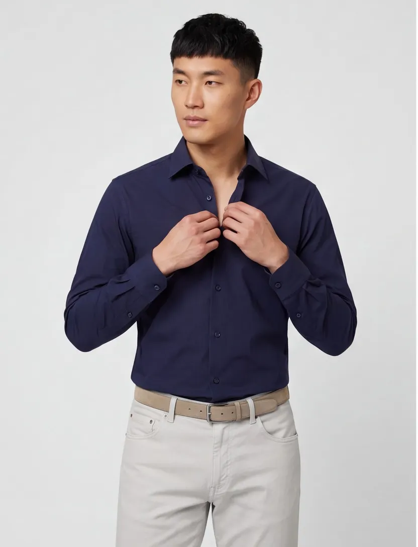 Donkerblauw Hugo Boss overhemd H-HANK slim fit