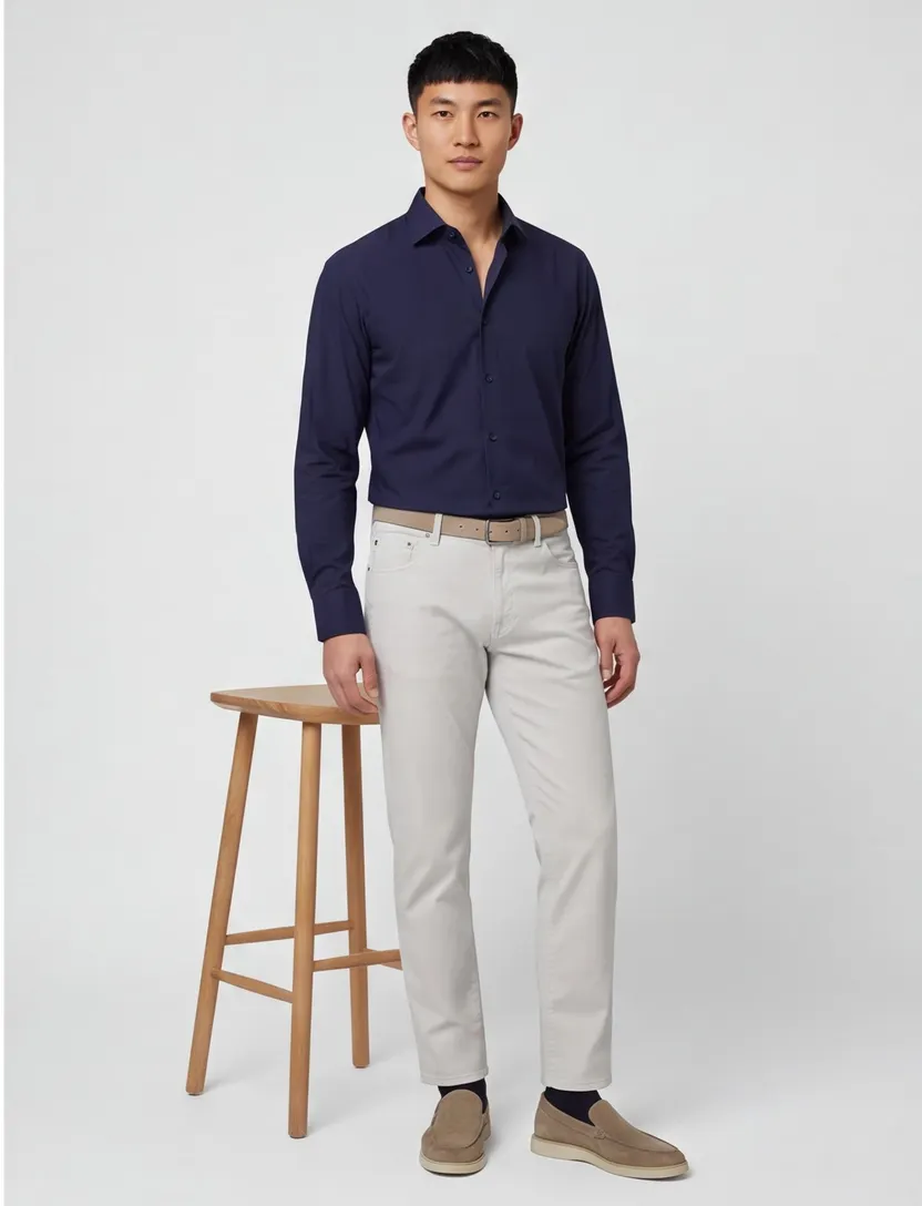 Donkerblauw Hugo Boss overhemd H-HANK slim fit