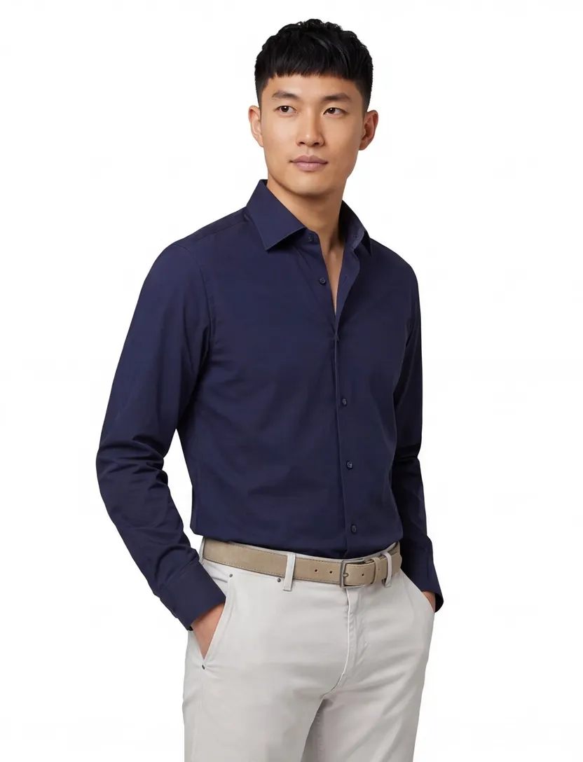 Donkerblauw Hugo Boss overhemd H-HANK slim fit