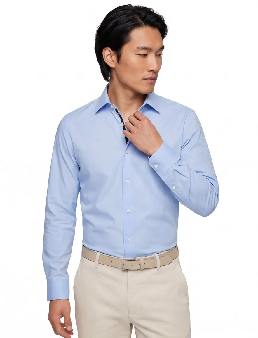 Lichtblauw Hugo Boss overhemd H-HANK slim fit