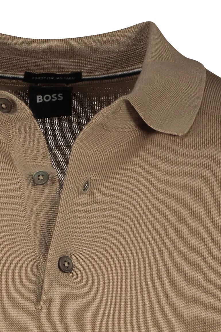 Hugo Boss polo lange mouw bruin