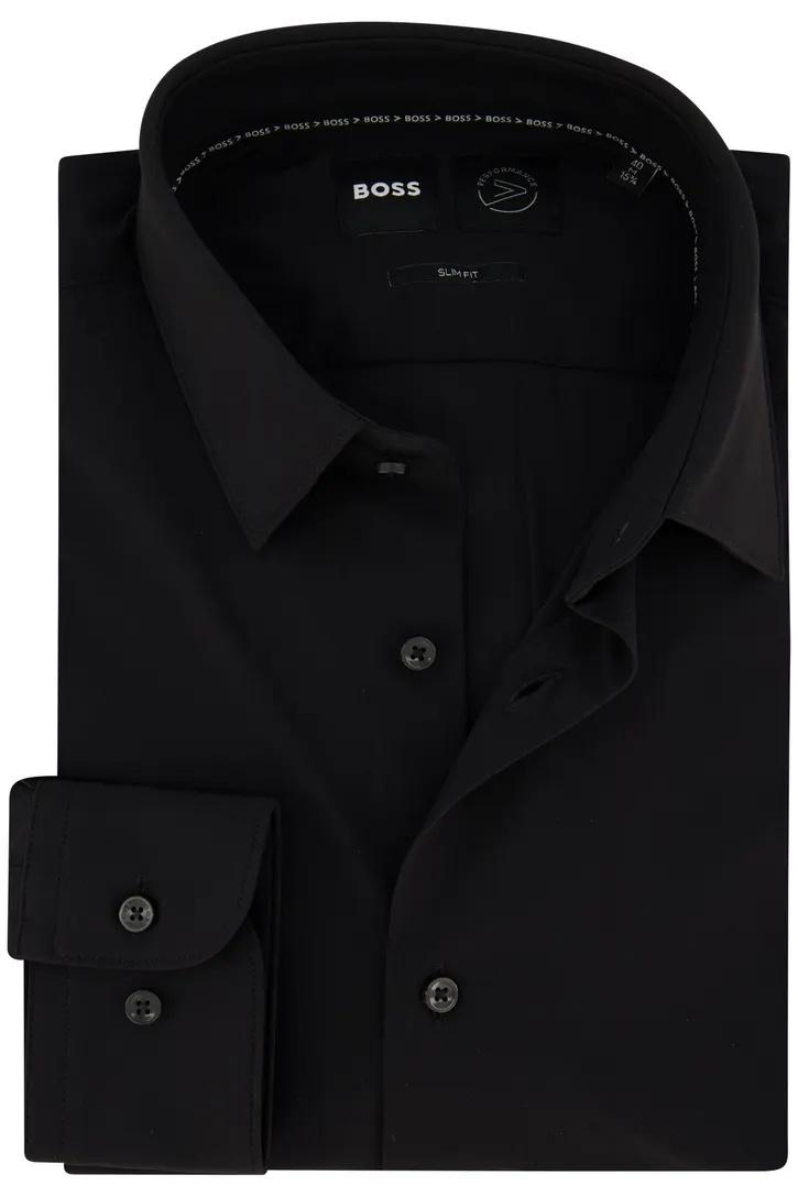 Hugo Boss overhemd slim fit zwart effen business