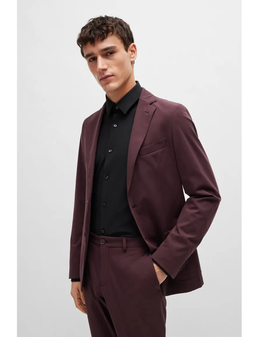 Boss P-Hank overhemd slim fit zwart effen semi wide spread