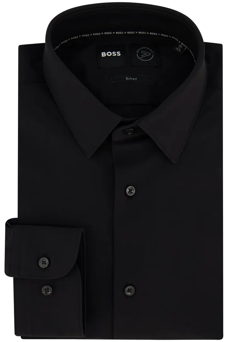 Hugo Boss overhemd slim fit zwart effen business