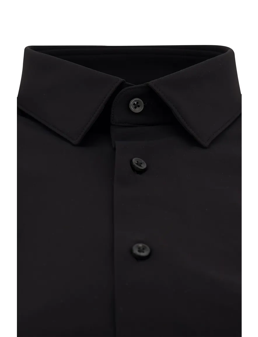 Boss P-Hank overhemd slim fit zwart effen semi wide spread