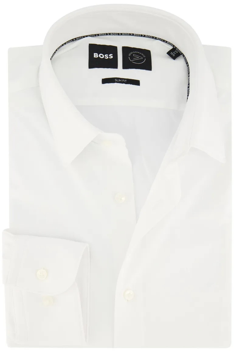 BOSS P-Hank overhemd slim fit wit effen zakelijk semi wide spread