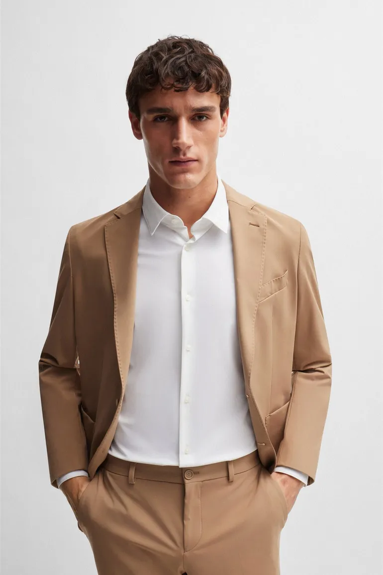 BOSS P-Hank overhemd slim fit wit effen zakelijk semi wide spread