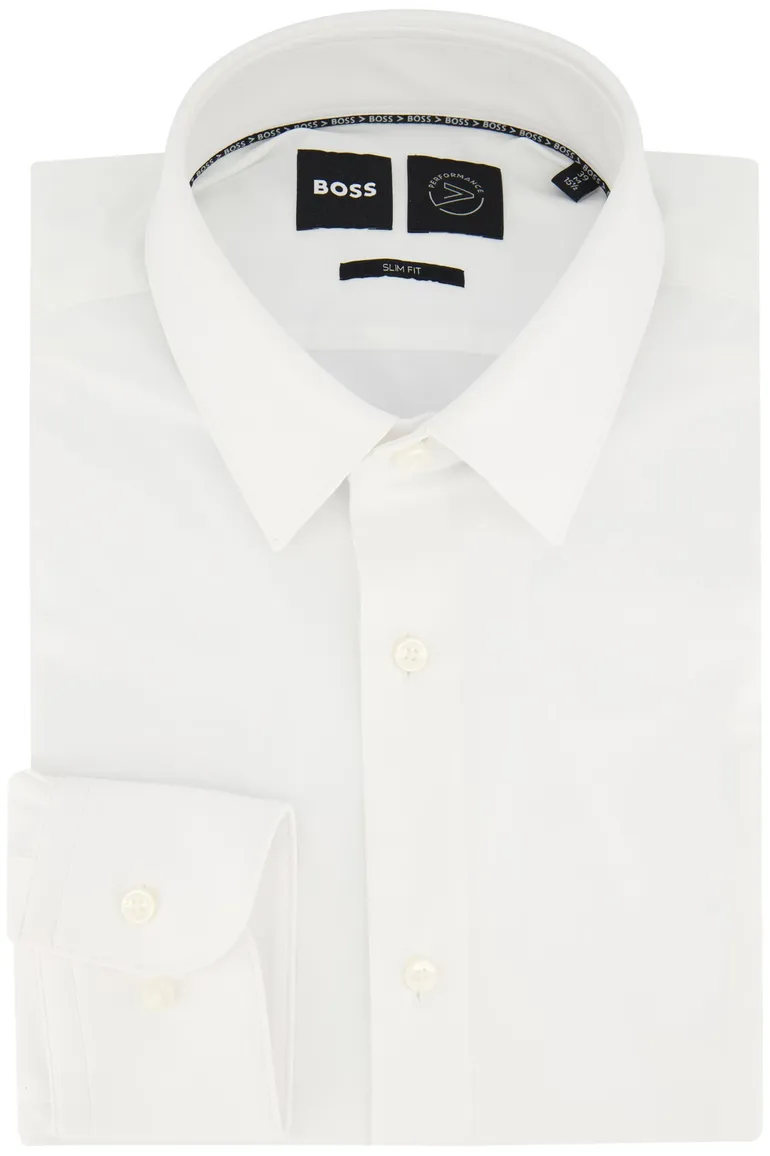 BOSS P-Hank overhemd slim fit wit effen zakelijk semi wide spread