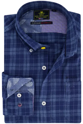 New Zealand New Zealand casual overhemd Calder normale fit blauw geruit katoen