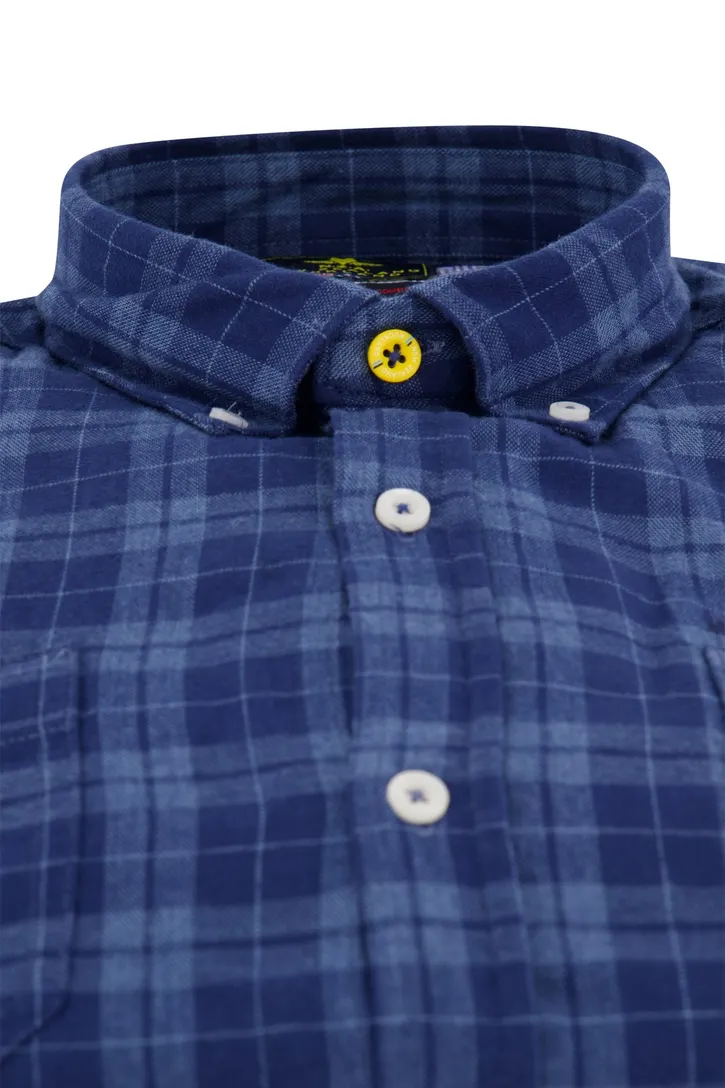 New Zealand casual overhemd Calder normale fit blauw geruit katoen