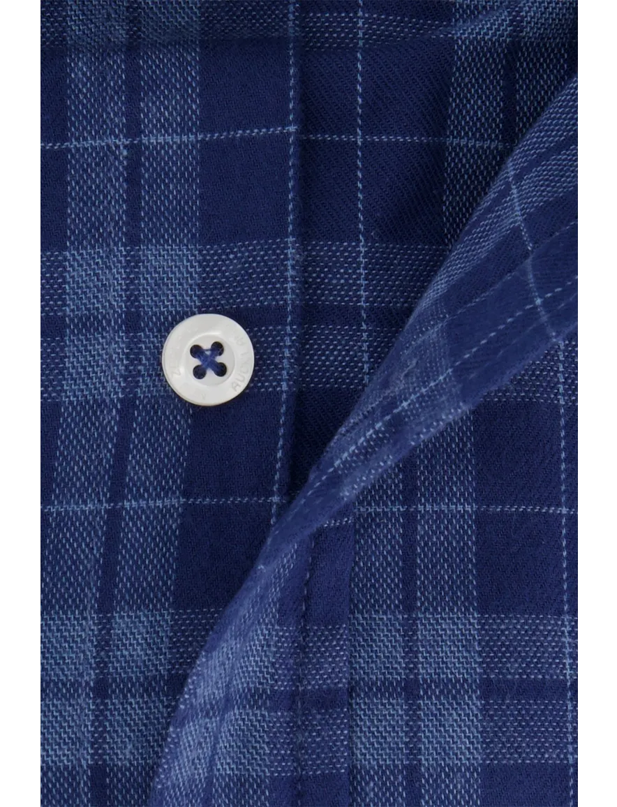 Katoenen New Zealand casual overhemd Calder normale fit blauw geruit