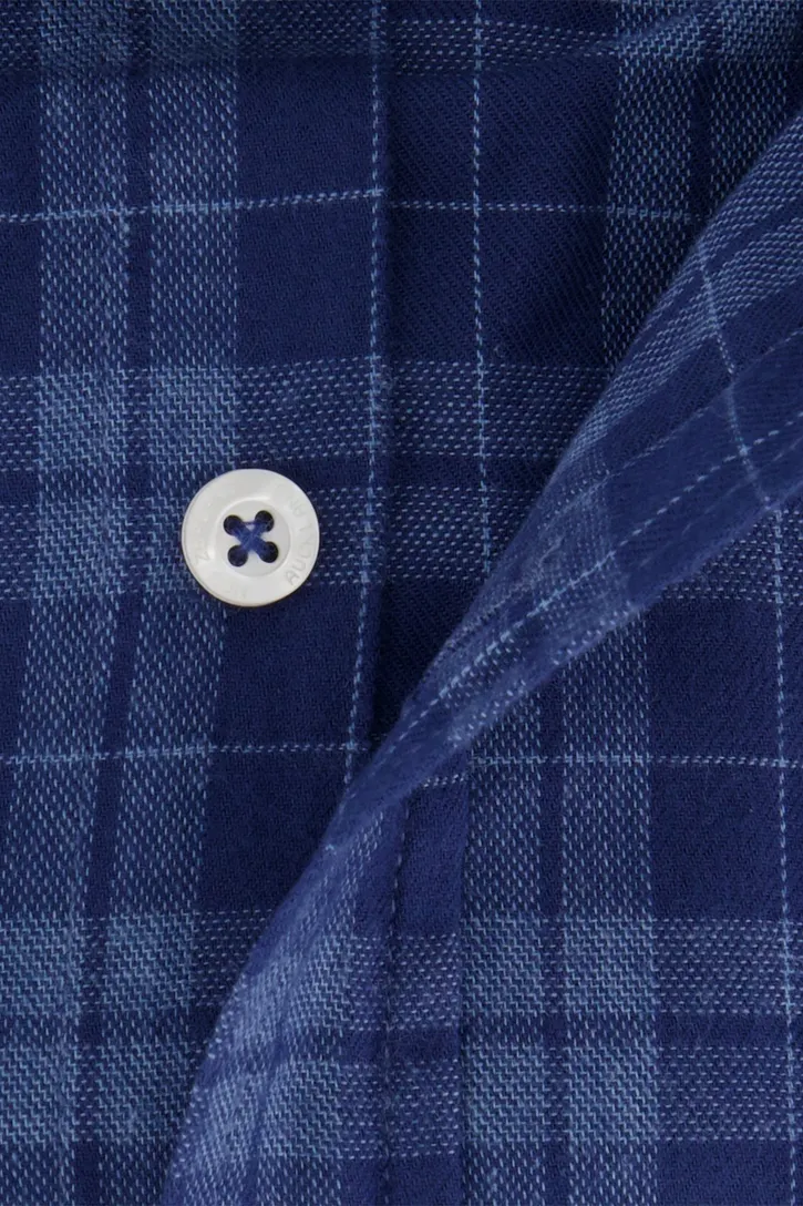 New Zealand casual overhemd Calder normale fit blauw geruit katoen