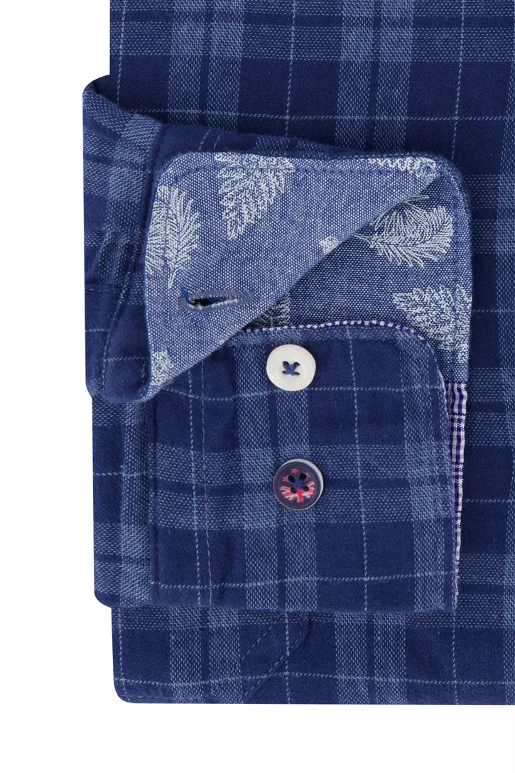 New Zealand casual overhemd Calder normale fit blauw geruit katoen