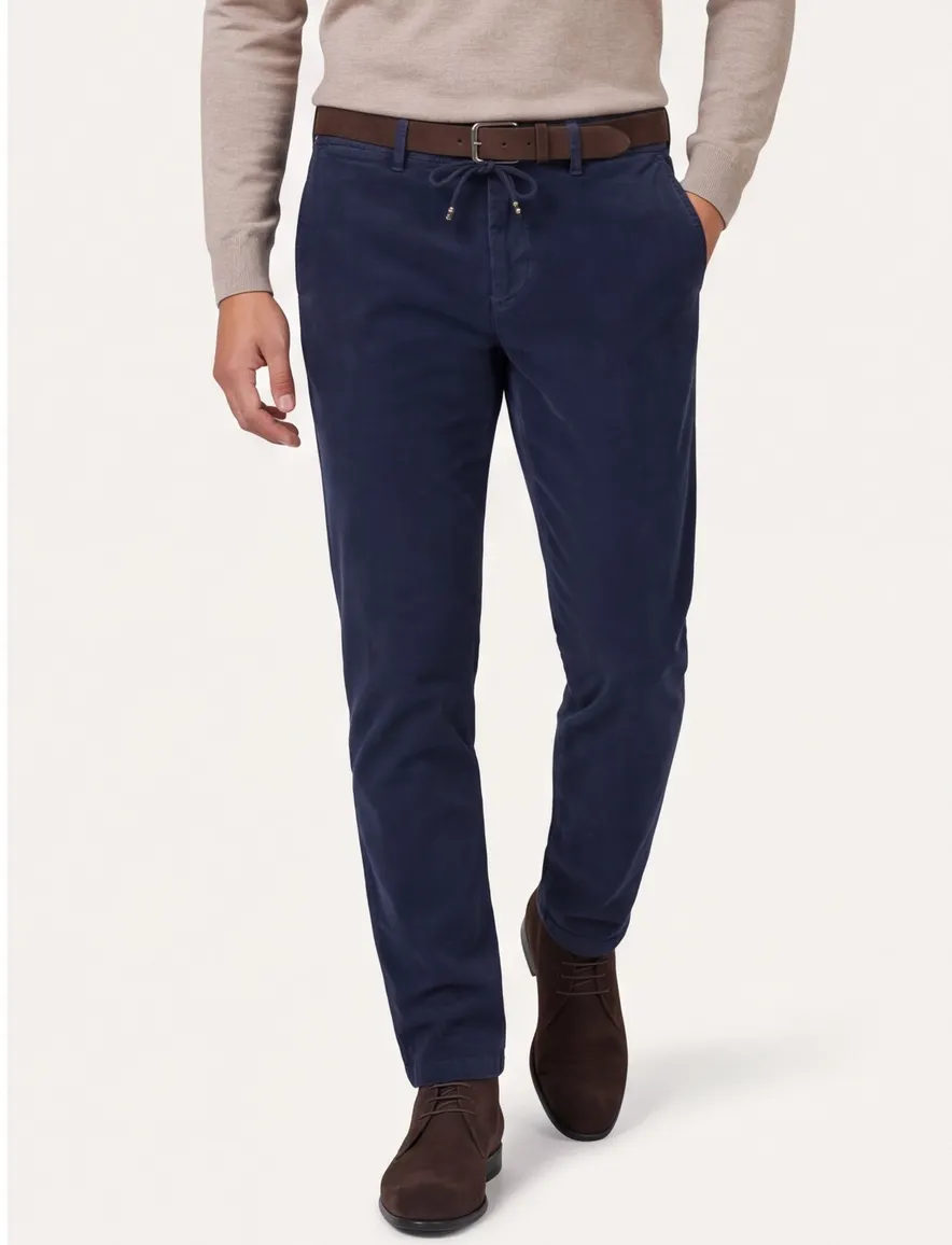 New Zealand chino donkerblauw effen katoen Napier Cord