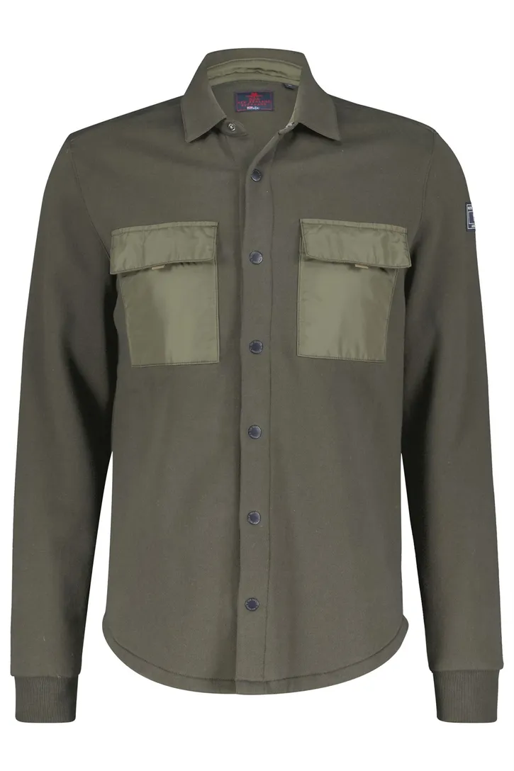 New Zealand overshirt legergroen Otakou effen katoen