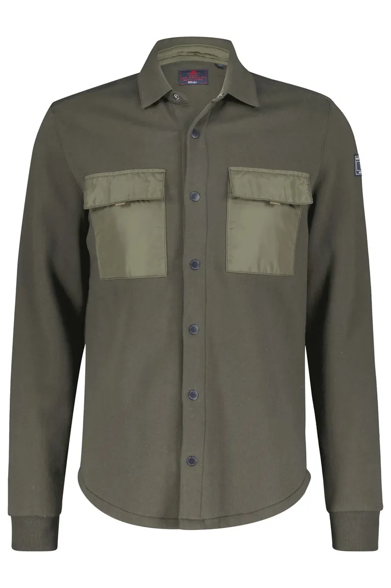 Overshirt New Zealand Otakou legergroen effen katoen