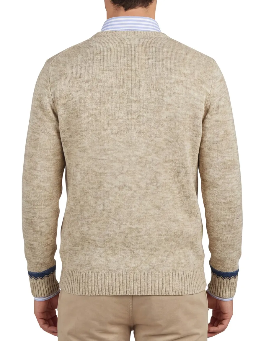 New Zealand Ngatotara trui ronde hals beige met print