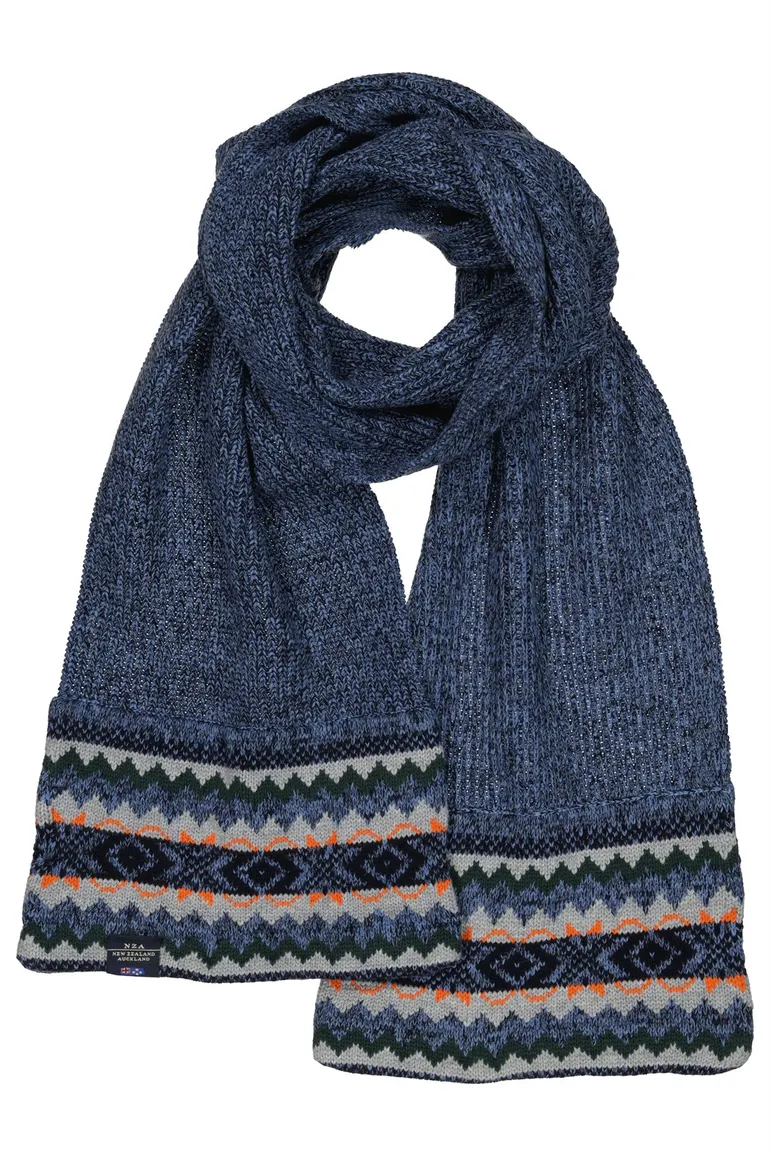 New Zealand sjaal White stone blauw geprint