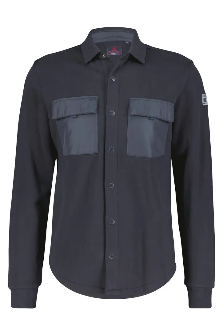 New Zealand overshirt donkerblauw Otakou effen katoen