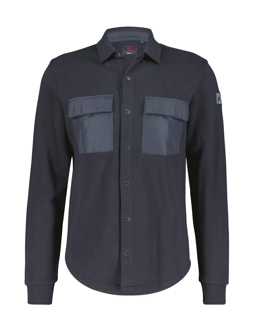 New Zealand overshirt Otakou donkerblauw effen katoen