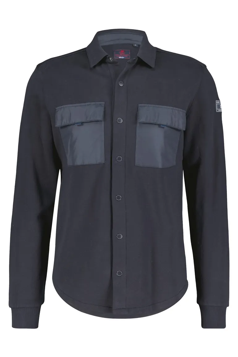 Overshirt New Zealand Otakou donkerblauw effen katoen