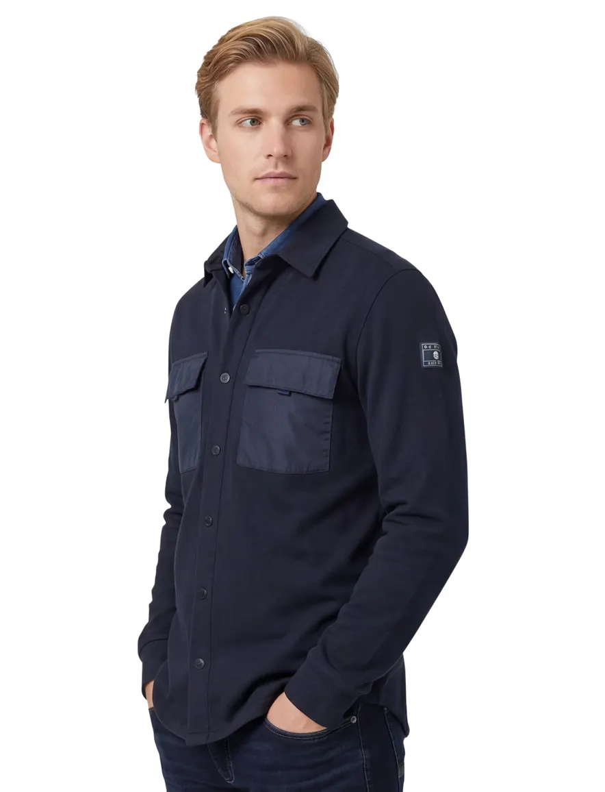 Overshirt New Zealand Otakou donkerblauw effen katoen