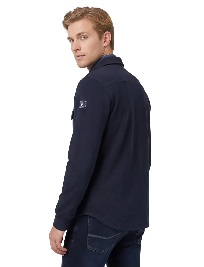 New Zealand overshirt donkerblauw Otakou effen katoen