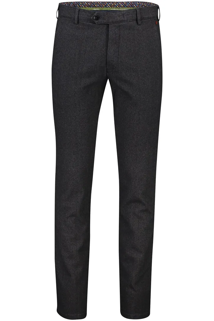 Meyer katoenen broek zwart Bonn perfect fit gemêleerd