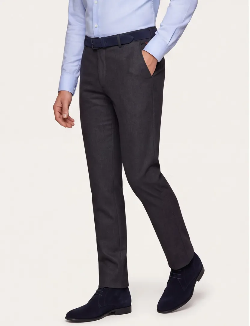 Meyer katoenen broek zwart Bonn perfect fit gemêleerd