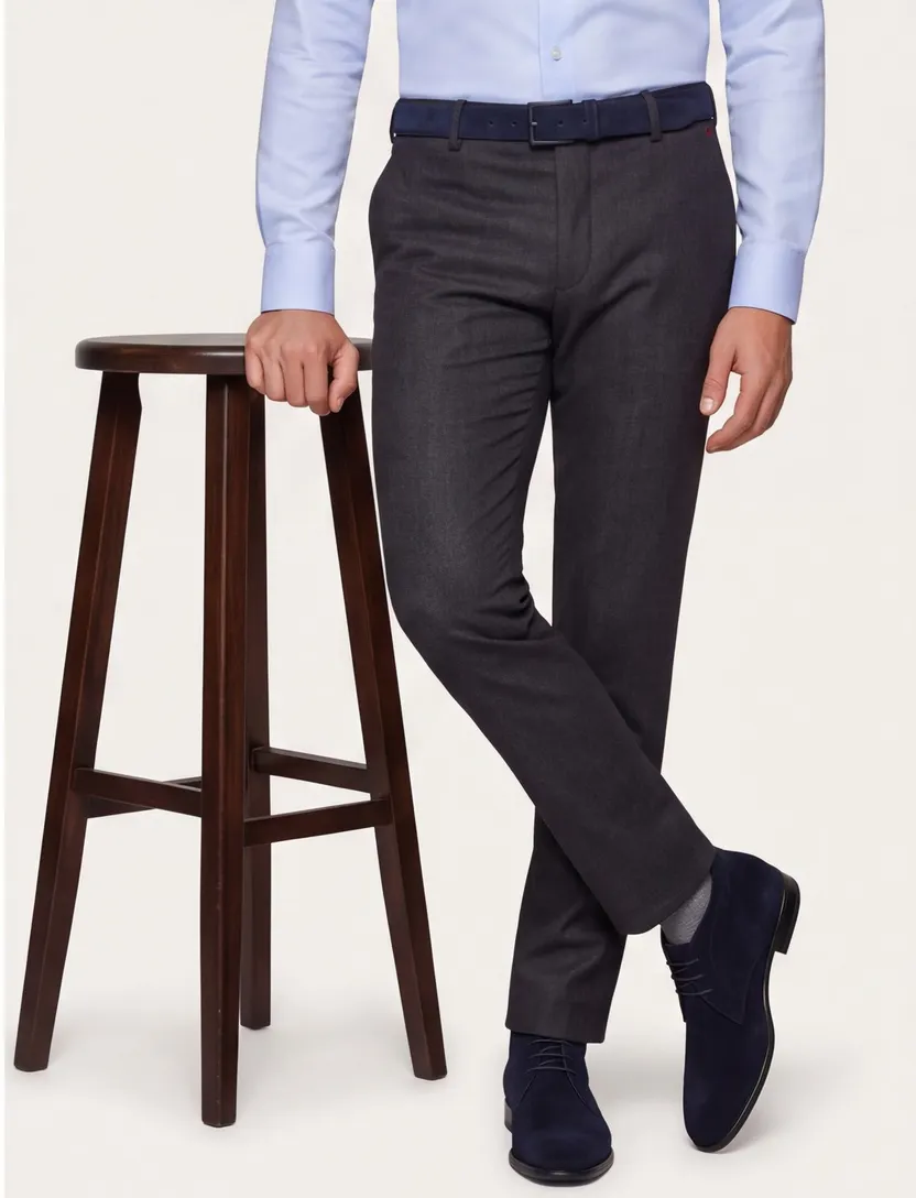 Meyer katoenen broek zwart Bonn perfect fit gemêleerd