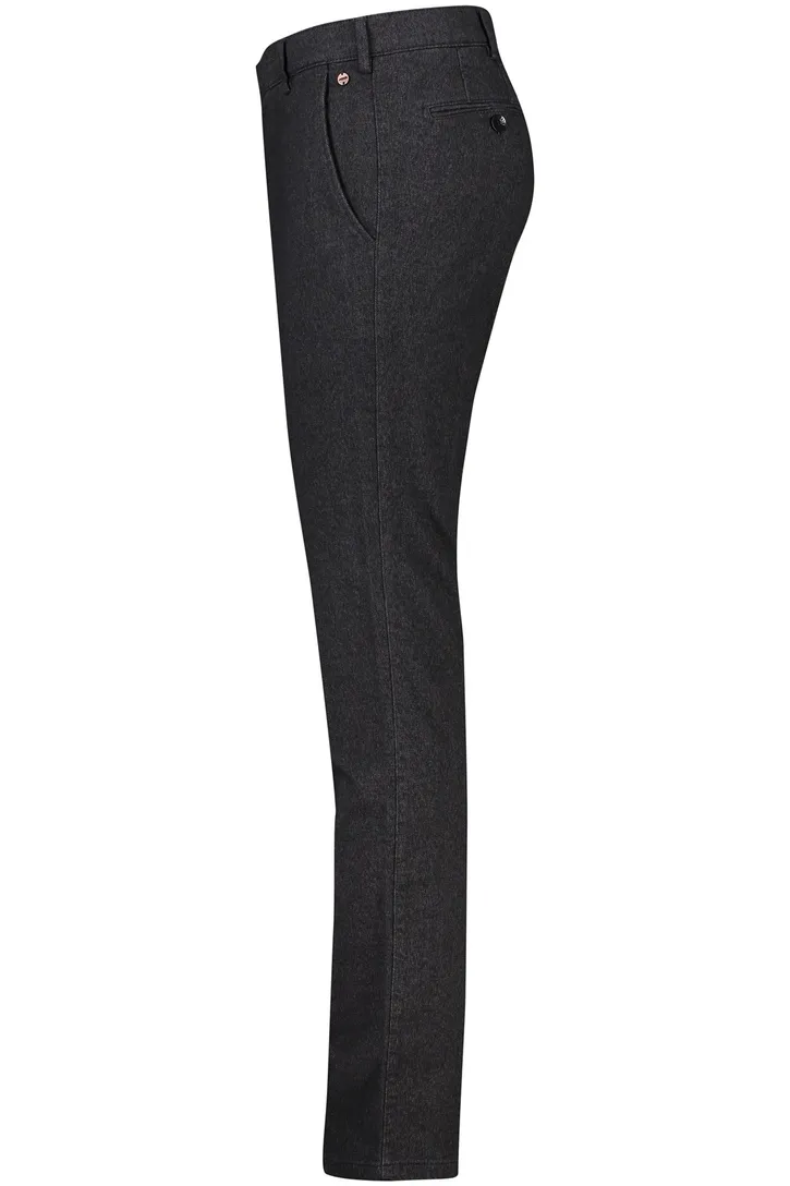 Meyer katoenen broek zwart Bonn perfect fit gemêleerd