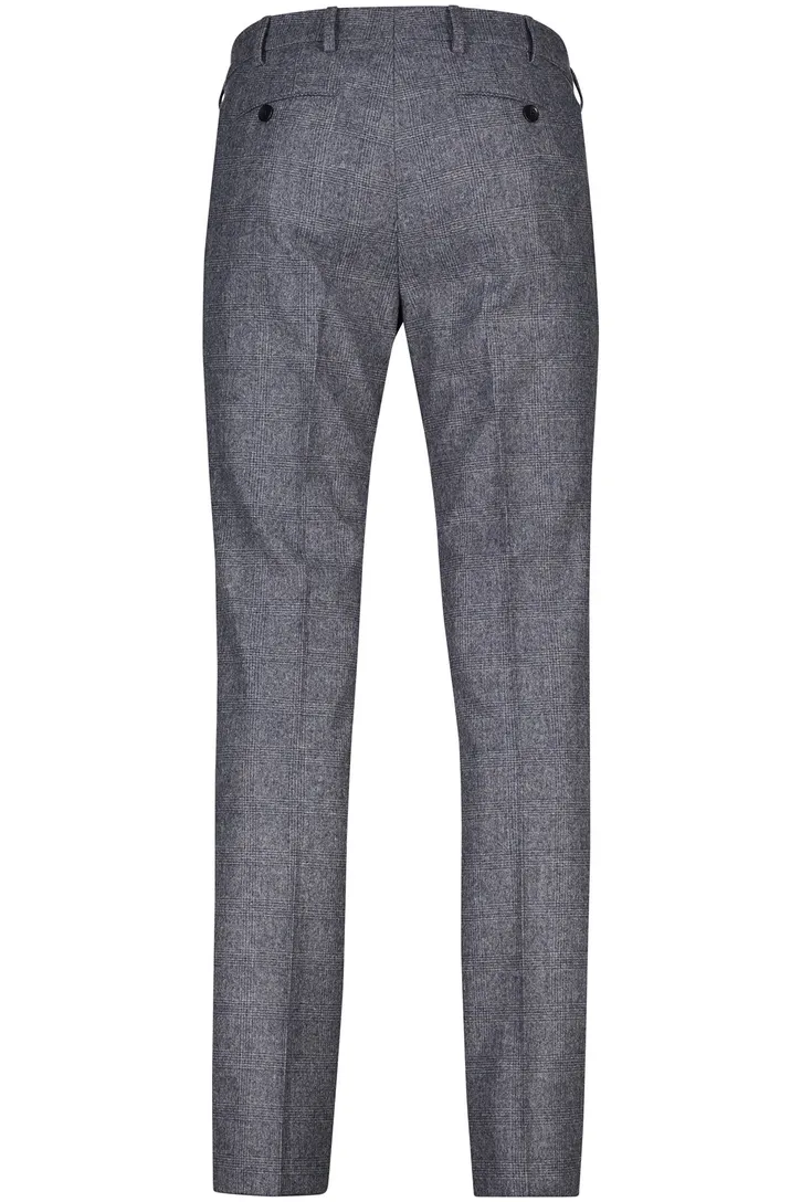 pantalon Meyer wollen blauw geruit wol