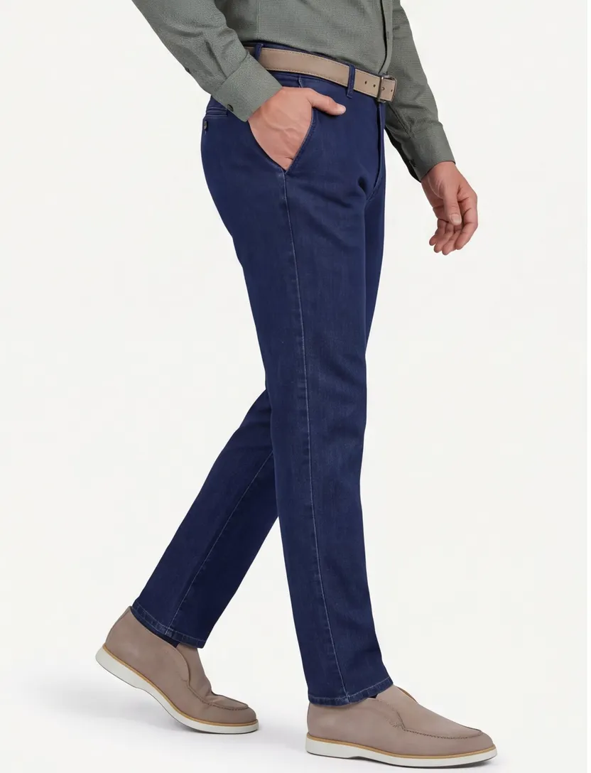 Meyer nette jeans donkerblauw effen chino denim