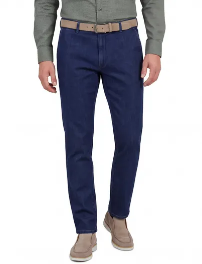 Meyer Meyer nette jeans donkerblauw effen denim chino
