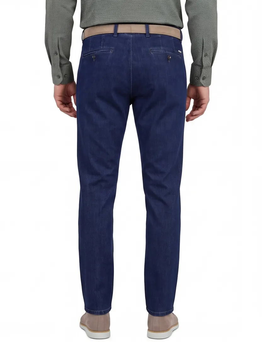 Meyer nette jeans donkerblauw effen chino denim