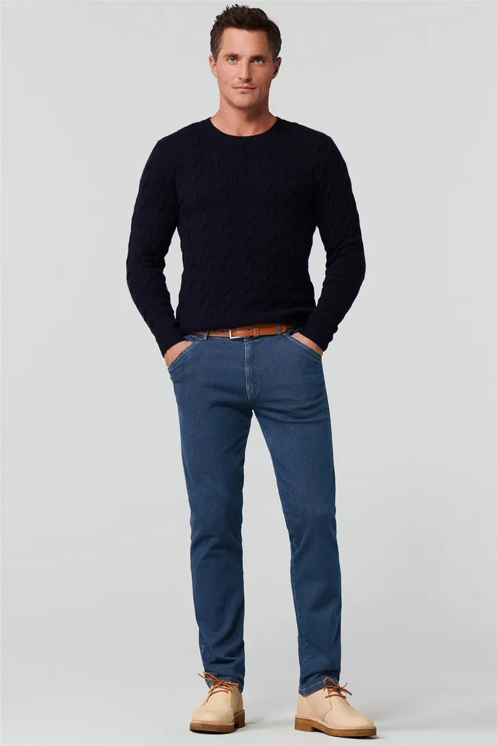 Meyer chicago perfect fit katoenen jeans blauw