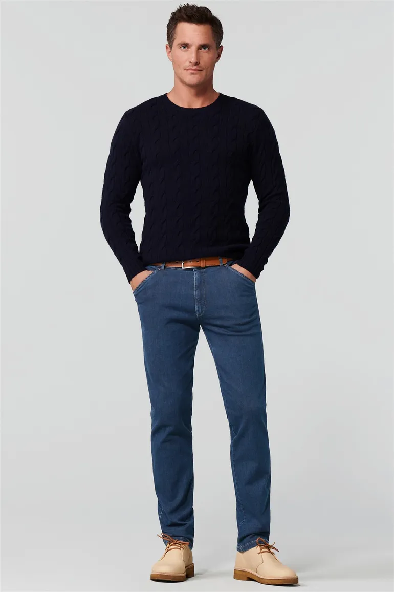 Meyer jeans blauw chicago katoen