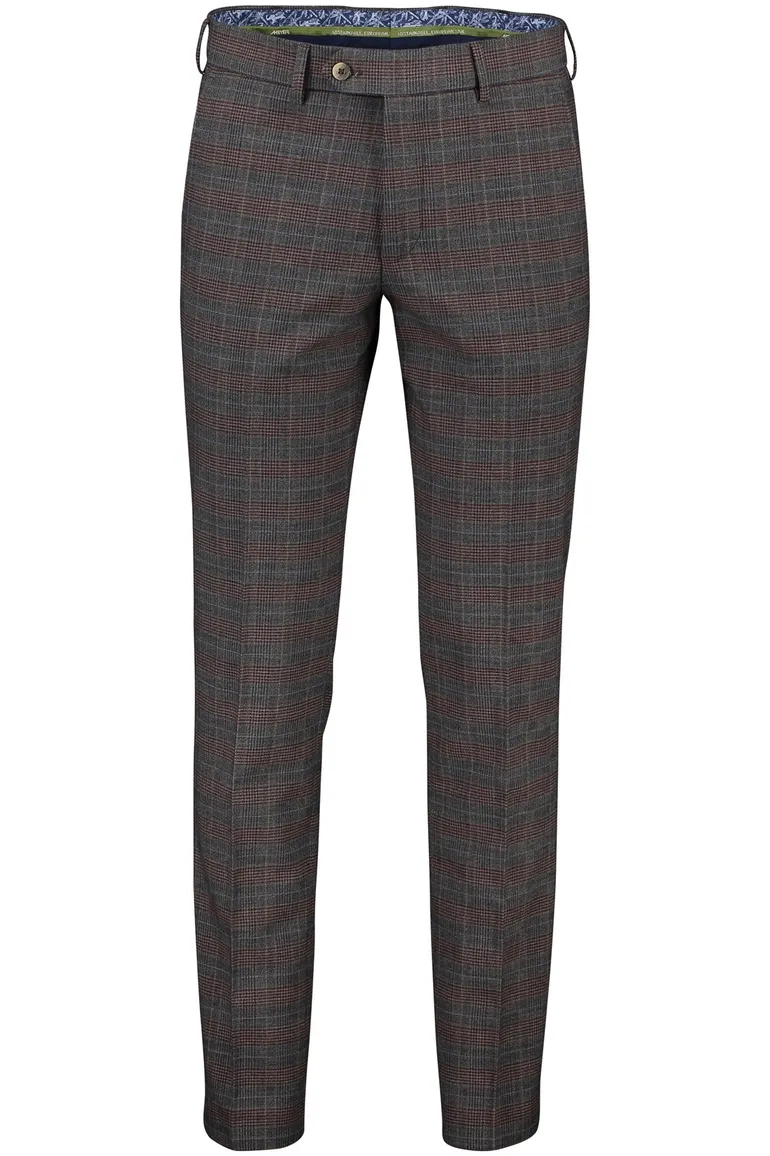Meyer chino grijs geruit Bonn perfect fit