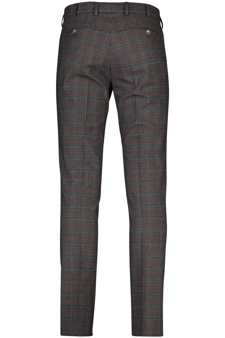 Meyer chino grijs geruit Bonn perfect fit