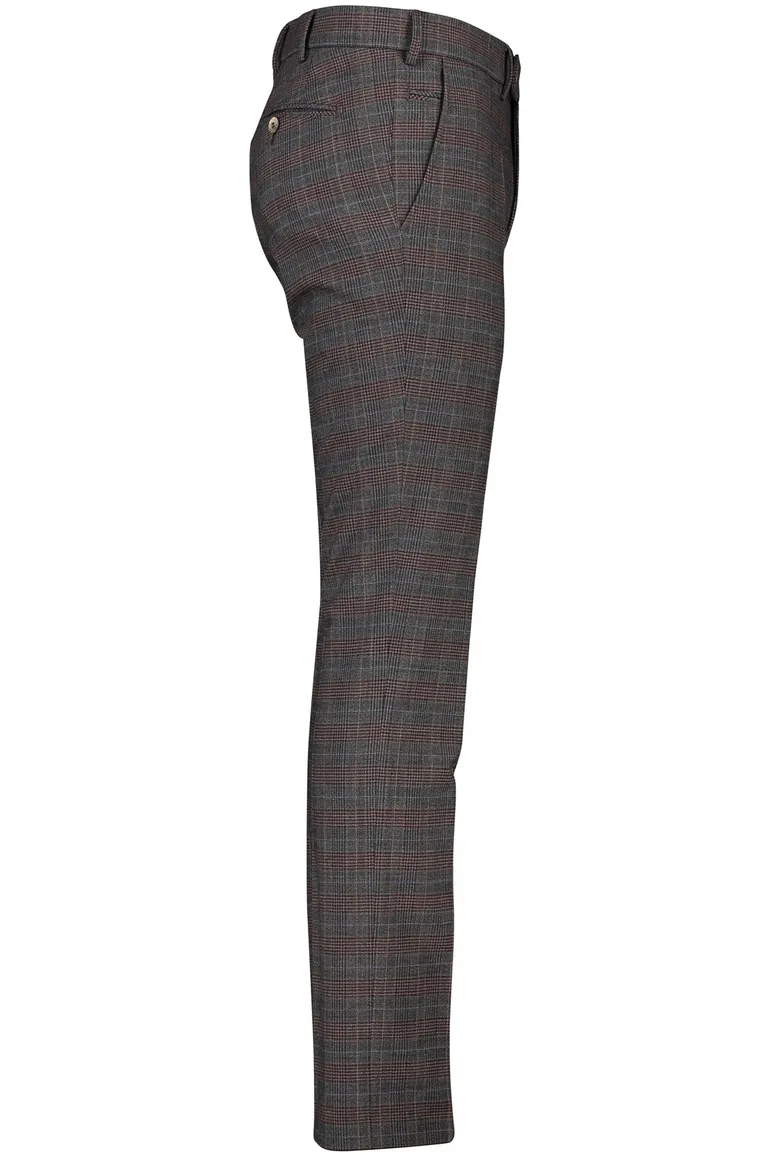 Meyer chino grijs geruit Bonn perfect fit