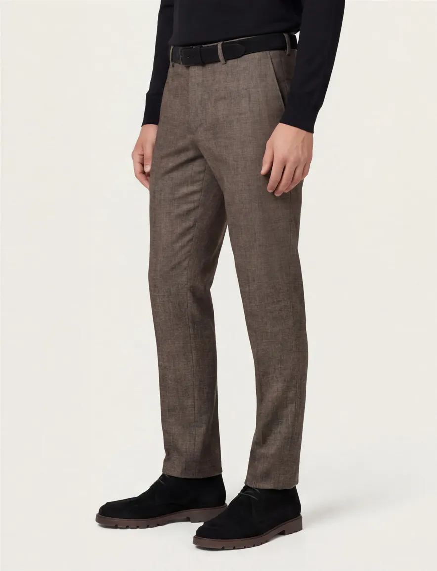 Meyer pantalon flatfront Bonn bruin geruit wol