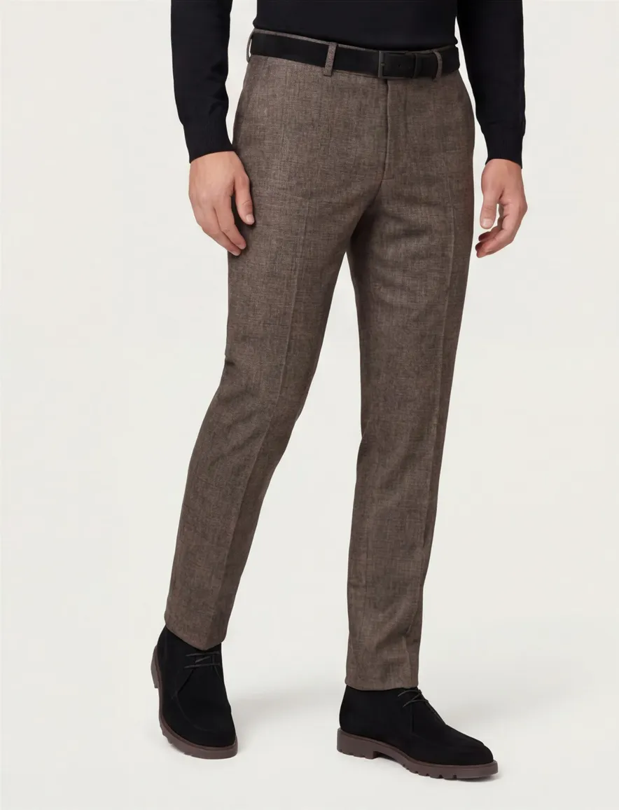 Meyer Bonn pantalon wol bruin geruit extusiet