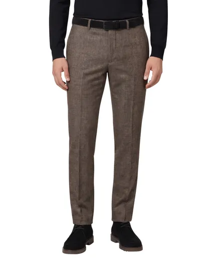 Meyer Meyer pantalon flatfront Bonn bruin geruit wol