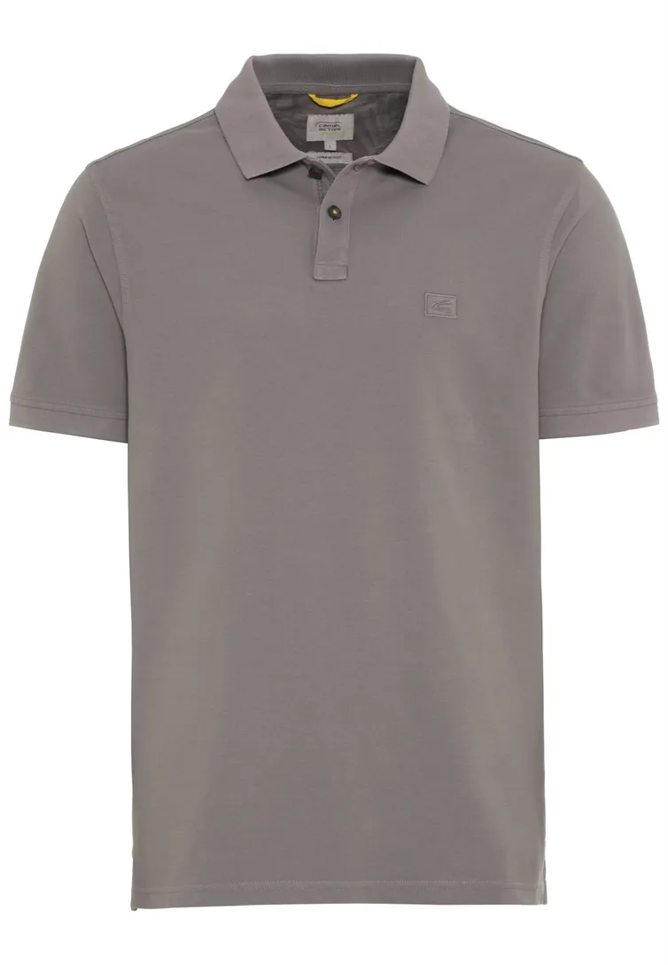 Camel Active polo wijde fit grijs effen katoen 2 knoops