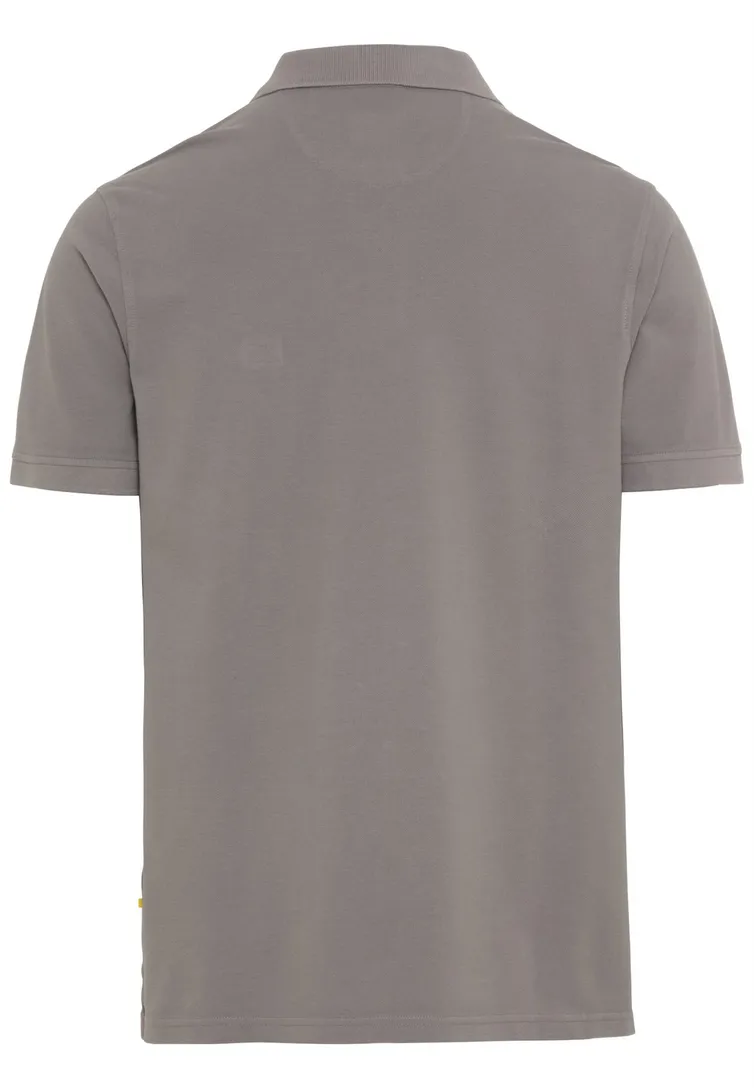 Camel Active polo wijde fit grijs effen katoen 2 knoops