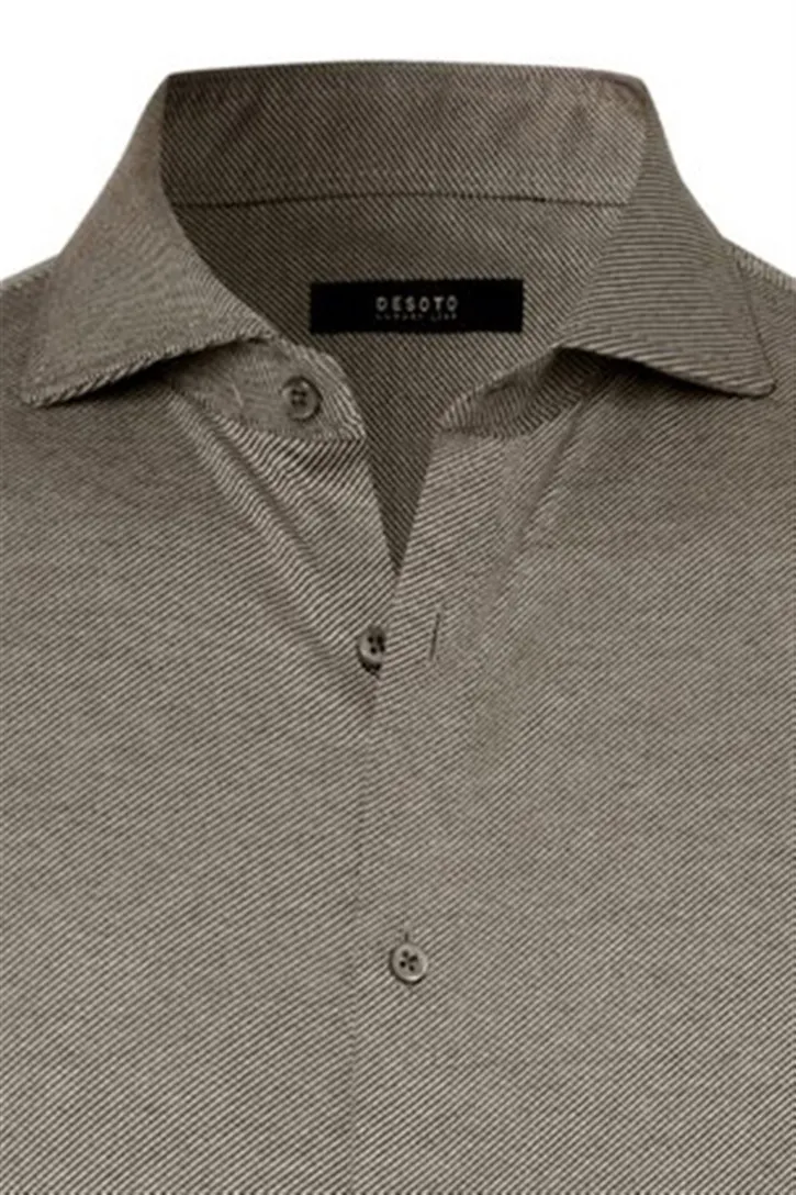 Zakelijk Desoto overhemd slim fit bruin effen katoen