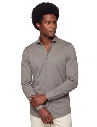 Desoto Zakelijk Desoto overhemd slim fit bruin effen katoen